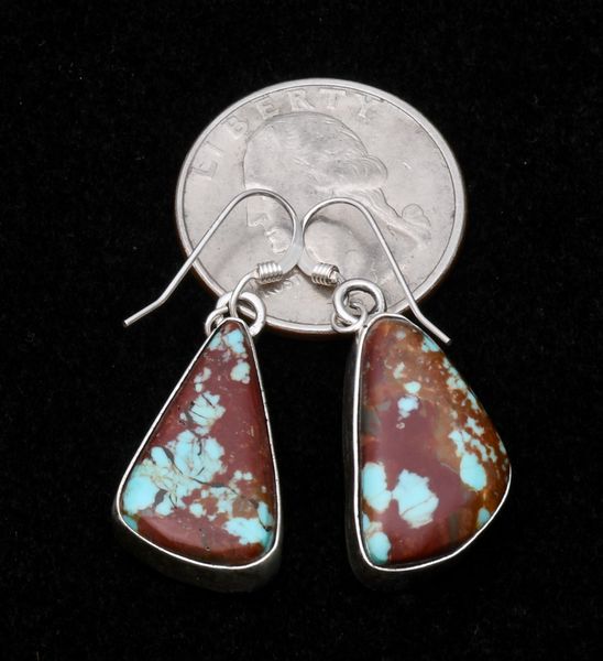 Smaller Navajo Sterling earrings with Kingman turquoise by Elouise Kee. #0932