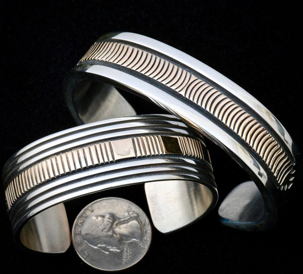 Navajo man's heavy-silver and 14-kt. gold cuff, by Bruce Morgan. SOLD! #1053