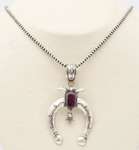 Sterling Navajo naja with purple spine oyster shell AND 22-inch, 5mm Sterling bead chain (larger than the one pictured). SOLD! #1127