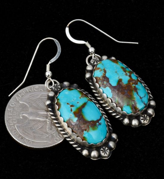 Sterling Navajo Kingman turquoise earrings. #1274