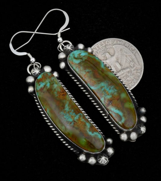 Royston turquoise Navajo earrings by Augustine Largo. #1411