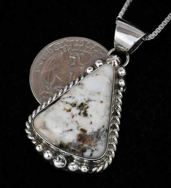 Navajo pendant (and chain) with actual white buffalo stone, by Augustine Largo. SOLD! #1426