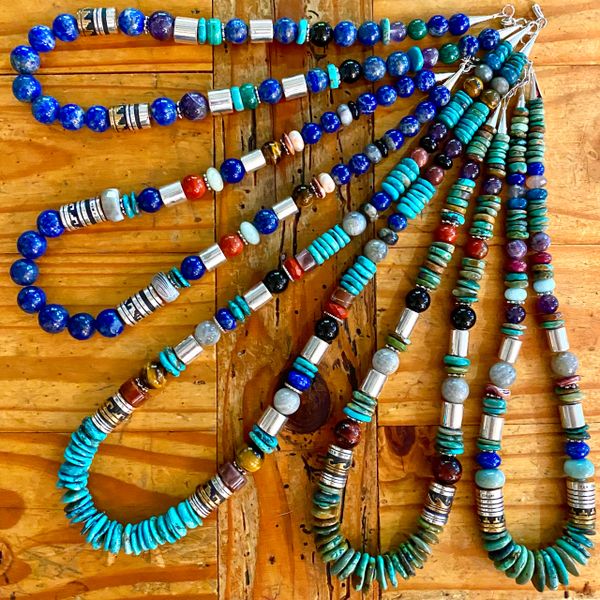 T&R Singer 21-inch barrel-bead Lapis necklace. Your choice of either. The turquoise ones have sold. Call or text to select. #1520