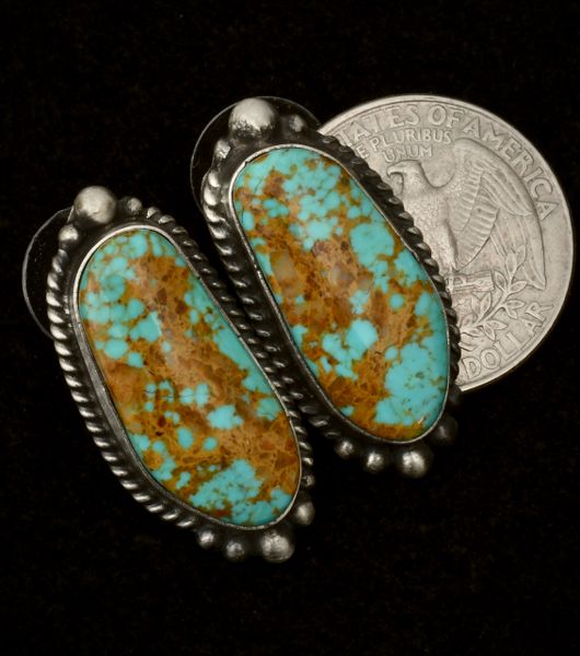 Elouise Kee Navajo studs with Royston, Nevada turquoise. #1530