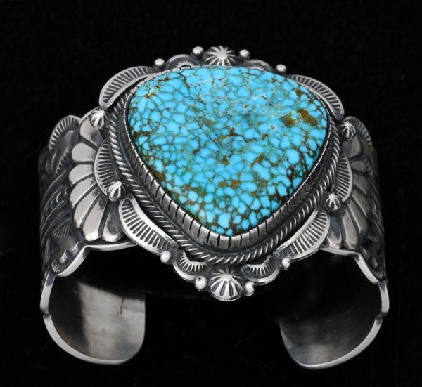 Bennie Ramone masterpiece Navajo cuff with Kingman web turquoise. SOLD! #1545