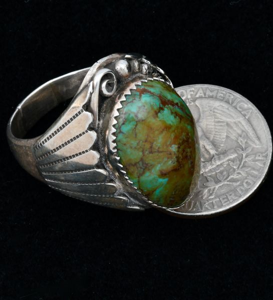 Older Navajo size 13+ Royston turquoise ring. #1632