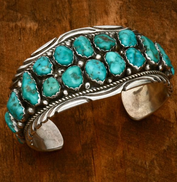 18-stone older Navajo turquoise cuff. #1650