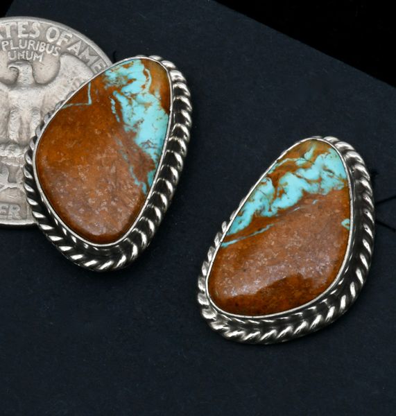 Ribbon turquoise Navajo studs by Augustine Largo. #1686