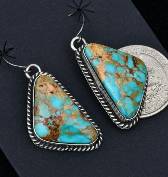Donovan Skeets' Kingman turquoise Navajo earrings. #1701