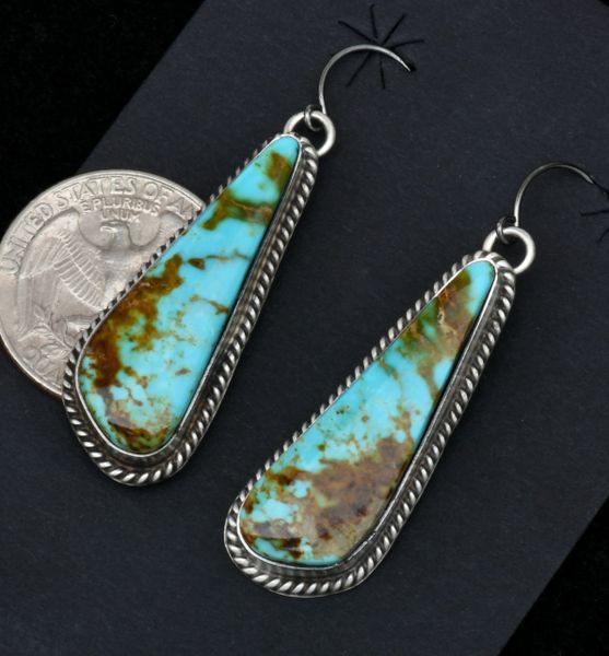 Donovan Skeets' Navajo earrings with nice Kingman, Arizona turquoise. #1737
