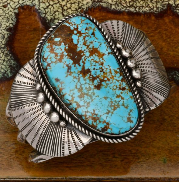 Glenn Livingston No. 8 Mine turquoise Navajo cuff. SOLD! #1778