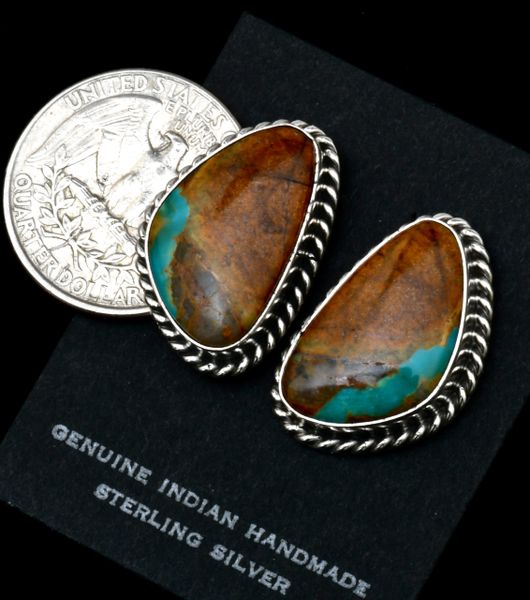 Navajo studs with ribbon turquoise by Elouise Kee. #1779