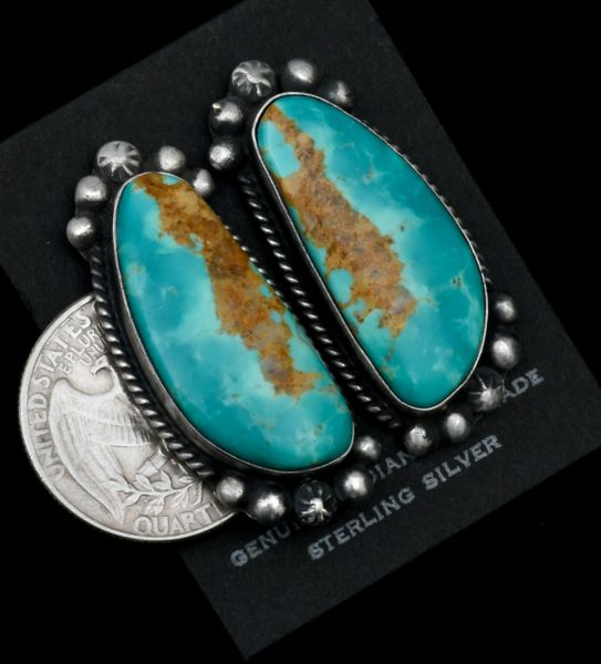 Augustine near-match King turquoise post earrings. #1788