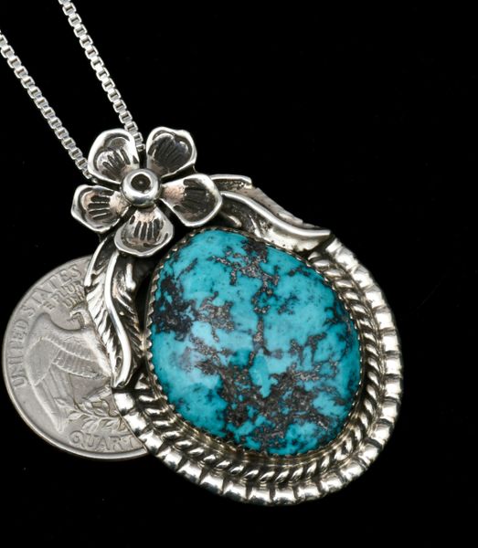 Navajo turquoise pendant (with chain) by Lenora Begay. SOLD! #1806