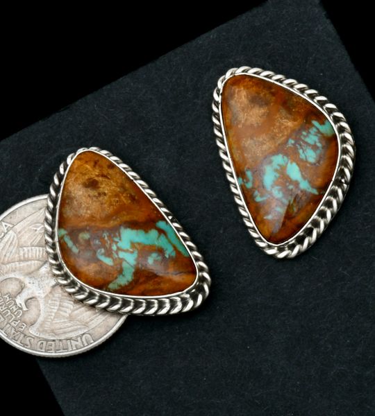 Unusual Augustine Largo' ribbon turquoise studs. #1819