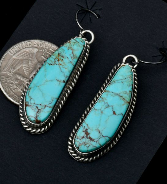 Donovan Skeets Kingman blue turquoise Navajo earrings. #1828