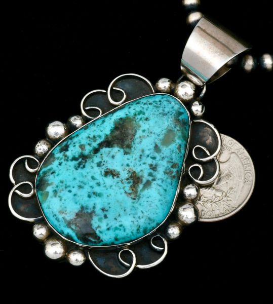 Chimney Butte' Kingman turquoise pendant. #1829 | HIGH PLAINS JEWELRY