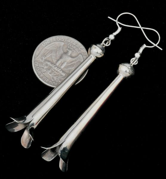 Polished Sterling squash-blossom Navajo earrings by Doris Smallcanyon. #1835