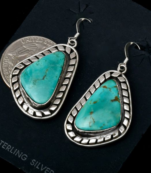 Navajo turquoise earrings by Sharon McCarthy. #1859