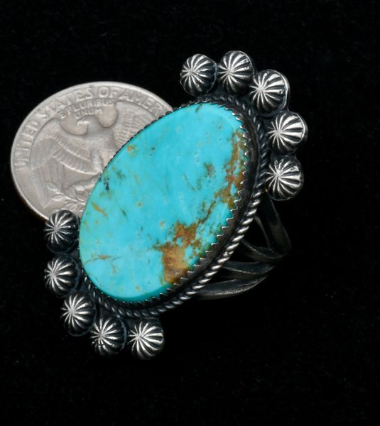 Mary Cayatineto Kingman turquoise old-style patina Navajo size 7.75 ring. #1878