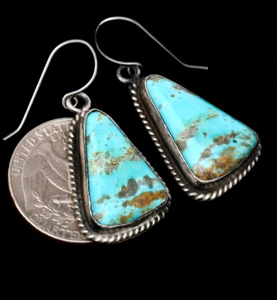 "Scattered clouds" Elouise Kee Navajo earrings with Kingman turquoise. SOLD! #1904