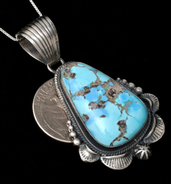 Golden Hill turquoise Navajo pendant with chain. #1927