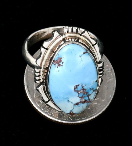 Well-made Size 8 Golden Hills turquoise Navajo ring. SOLD! #1933
