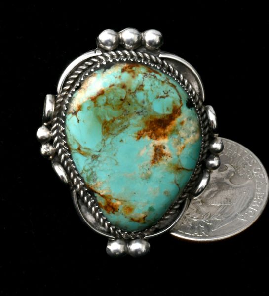 Size 9 Navajo dead-pawn turquoise ring. #1942