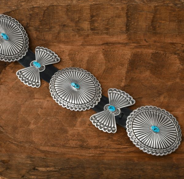Native American Sterling Silver Concho Belt Slides & Butterflies