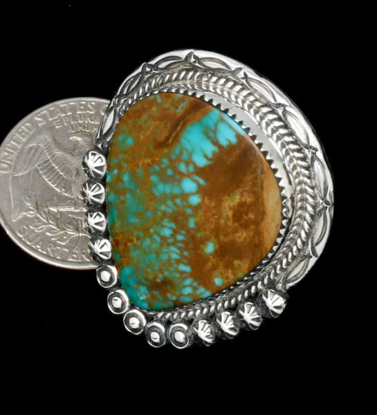 Size 8 Navajo knock-out turquoise ring by Pat Yazzie. #2060