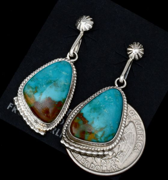 Navajo turquoise earrings by Sharon McCarthy. #2068