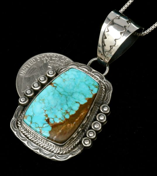 Phillip Yazzie No. 8 Mine turquoise Navajo pendant. SOLD! #2082