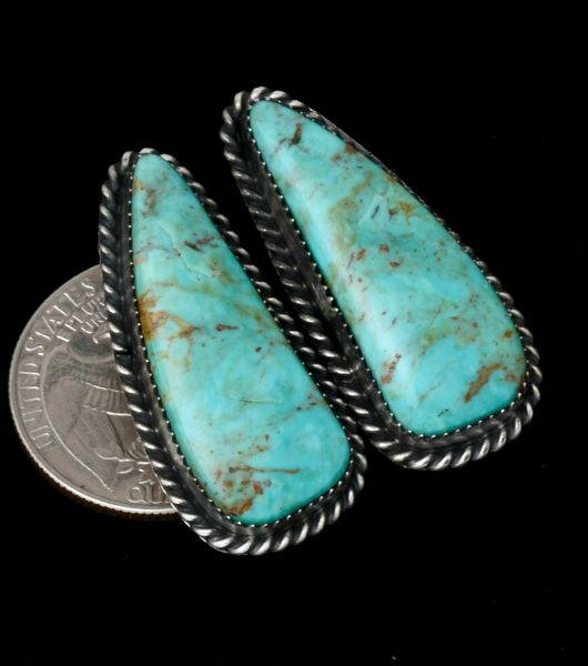 Navajo old-style patina Kingman turquoise earrings. SALE PENDING #2084