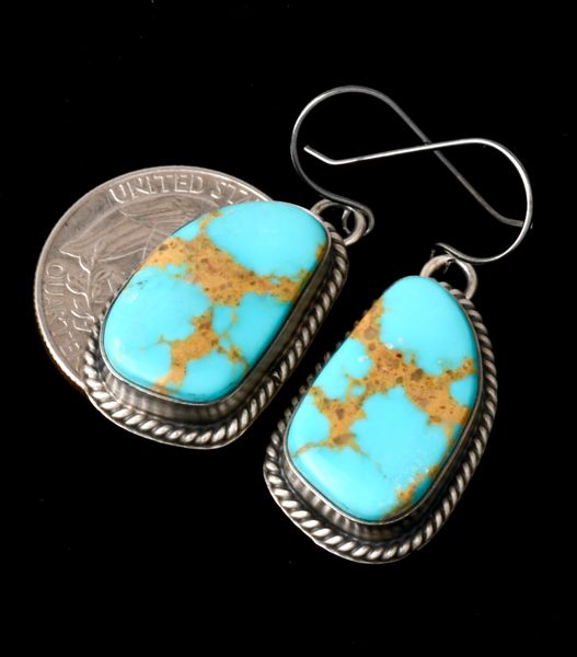 Donovan Skeets' Kingman blue turquoise Navajo earrings. #2098