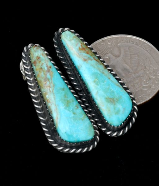 Wistful blue Kingman turquoise Navajo earrings, by Frieda Martinez. #2114