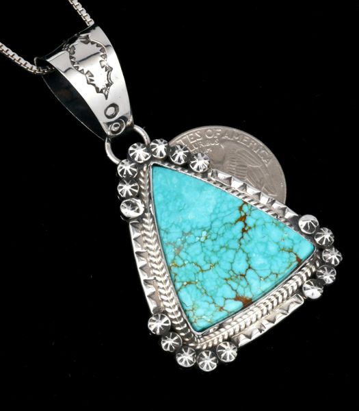 Phillip Yazzie' No. 8 Mine turquoise pendant (w/chain). #2120