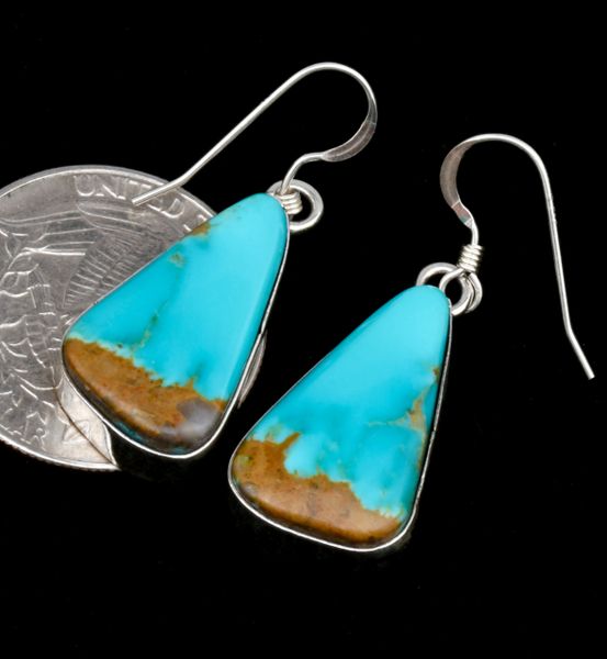 Elouise Kee' unique two-tone turquoise Navajo earrings. SOLD! #2121