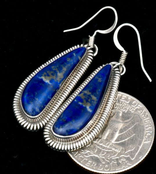 Intricate Navajo lapis earrings by Rydell Billie. SOLD! #2123