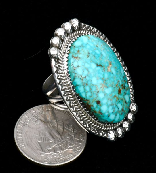 Navajo size 7.5 Turquoise Mountain ring, by Phillip Yazzie. #2125