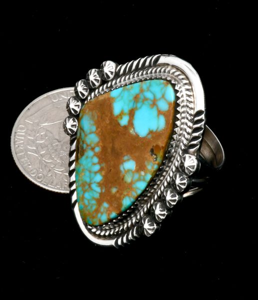 Phillip Yazzie' Kingman turquoise size 9 Navajo ring. #2134