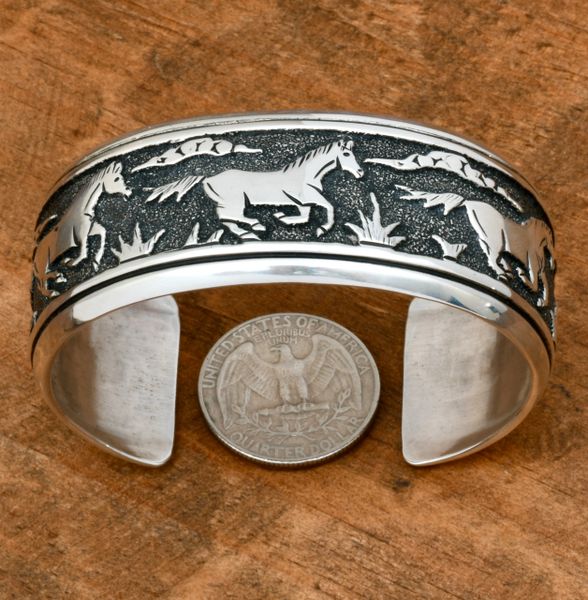 Tommy Singer-designed double overlay wild mustang cuff by T&R Singer. #2160