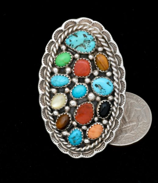 13-various-stone size 9.5 Navajo cluster ring. #2168