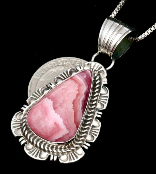 Banded Rhodachrosite Navajo pendant (w/chain) by Robert Shakey. SOLD! #2171