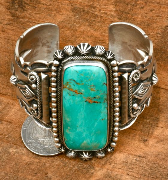 Exquisite Aaron Toadlena' Fox Turquoise Navajo cuff for 6.5-inch wrist. #2305