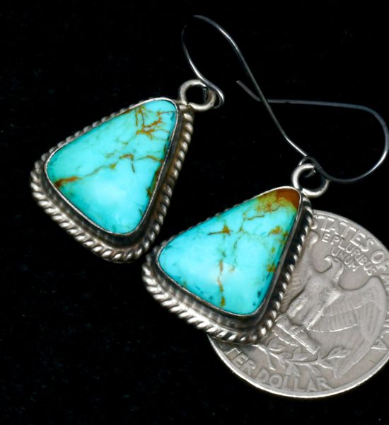 Elouise Kee Navajo earrings with Kingman turquoise. #2310