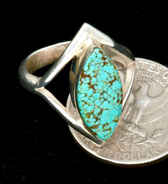 No. 8 Mine turquoise size 8.5 Navajo ring. SOLD! #2320