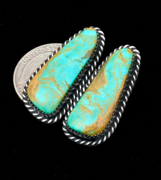 Old-style patina Navajo turquoise earrings, by Freda Martinez. SOLD! #2328