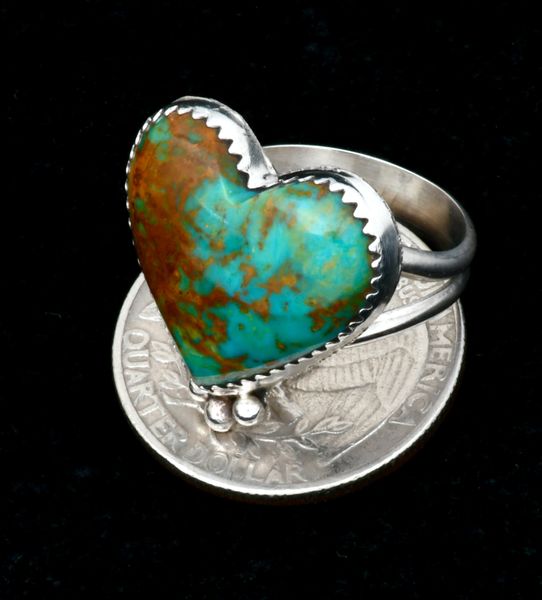 Size-7 heart-shaped Navajo turquoise ring. #2329