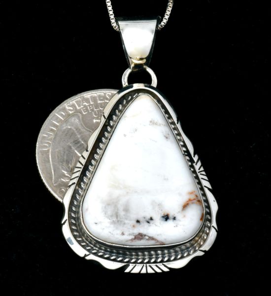 Elouise Kee' White Buffalo Navajo pendant w/Sterling chain. #2354 ...