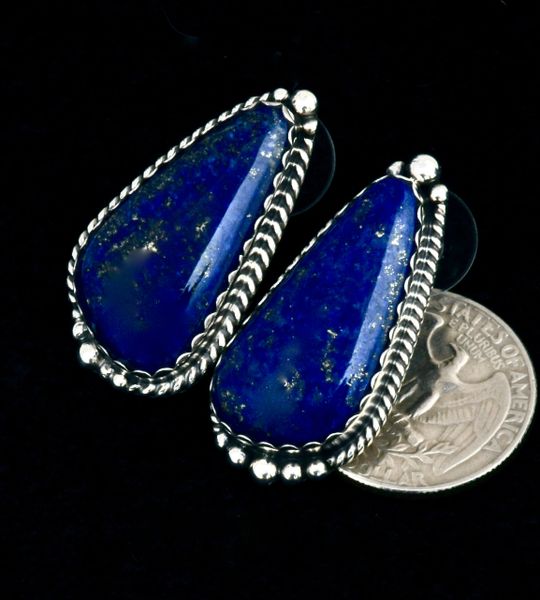 Lapis earrings by Navajo artisan Elouise Kee. #2355